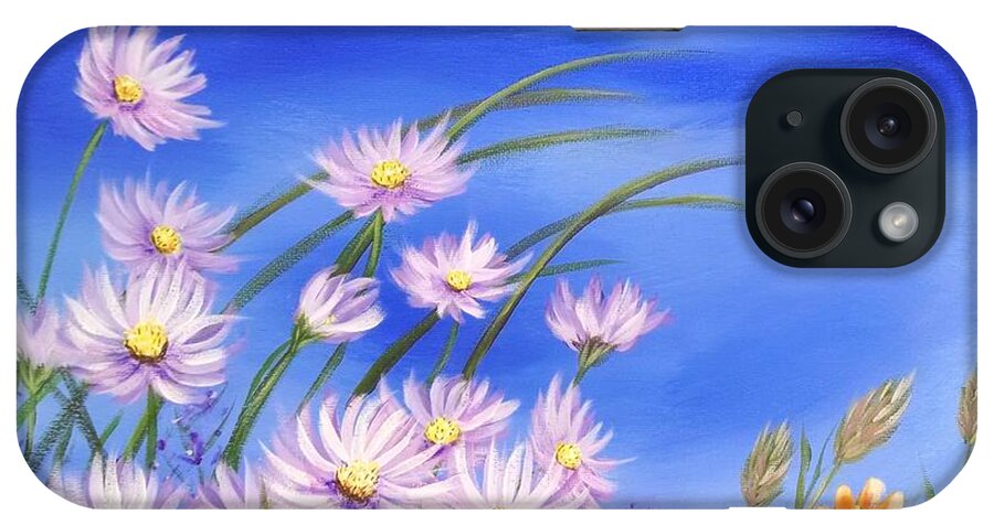 Daisy iPhone Case featuring the painting Field of Wildflowers 5 - Daisy Field by Helian Cornwell