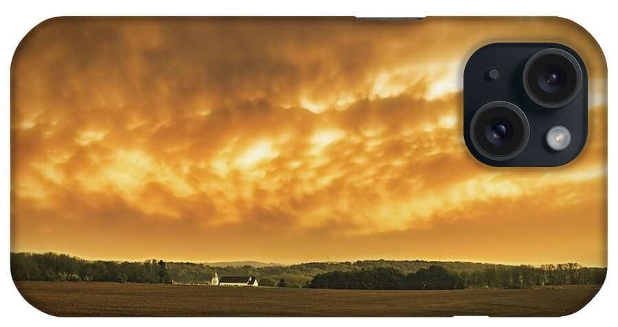 Sunset iPhone Case featuring the photograph Fiery Skies Over Pennsylvania Landscape by Jason Fink