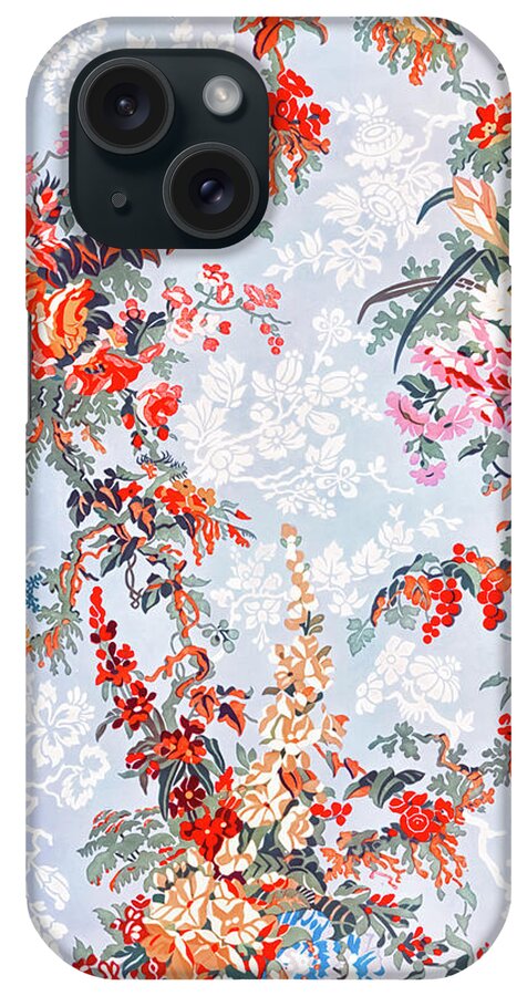 Figured iPhone Case featuring the tapestry - textile Figured silk by Sir Matthew Digby wyatt