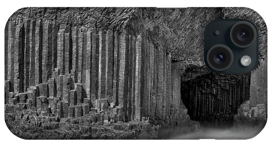 Fingals Cave iPhone Case featuring the photograph Fingal's Cave - Staffa - Black and White by Jason Politte