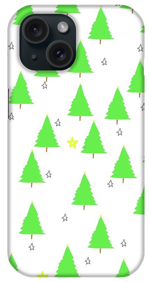 Trees iPhone Case featuring the digital art Fir Trees And Stars by Ashley Rice