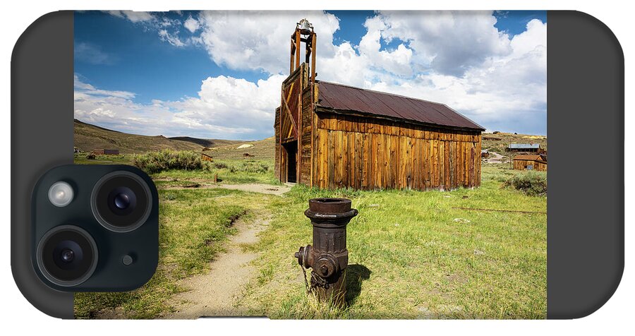 Bodie iPhone Case featuring the photograph Fire Hydrant and Fire House in the Ghost Town of Bodie by Ron Long Ltd Photography