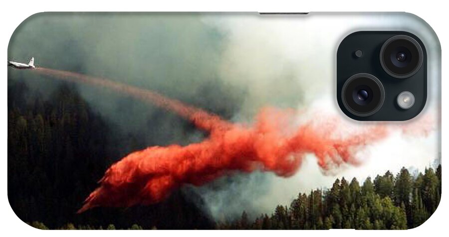 A Tanker Drops Fire Retardant On A Wildfire. iPhone Case featuring the photograph Fire Retardant Drop by Rick Wilking