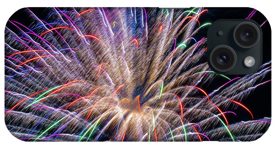 Colorful Fireworks Romeoville Illinois iPhone Case featuring the photograph Fireworks in Romeoville, Illinois #10 by David Morehead