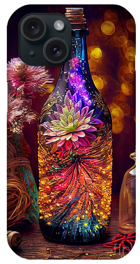 Series iPhone Case featuring the digital art Fireworks In Bottle by Sabantha