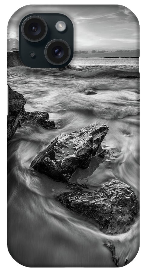 Marginal Way iPhone Case featuring the photograph First Light in Ogunquit in Black and White by Kristen Wilkinson