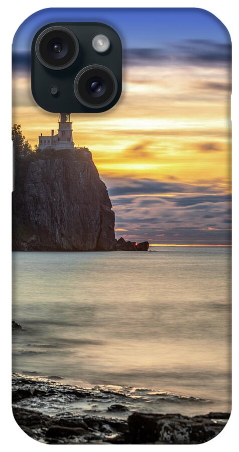 Split Rock iPhone Case featuring the photograph First Sun Rays at Split Rock Lighthouse by Sebastian Musial
