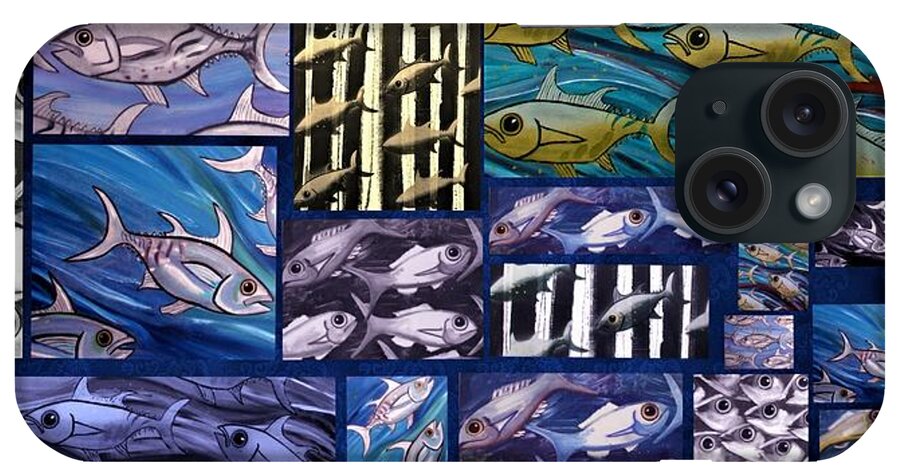 Fish Collage iPhone Case featuring the painting Fish Collage by Joan Stratton