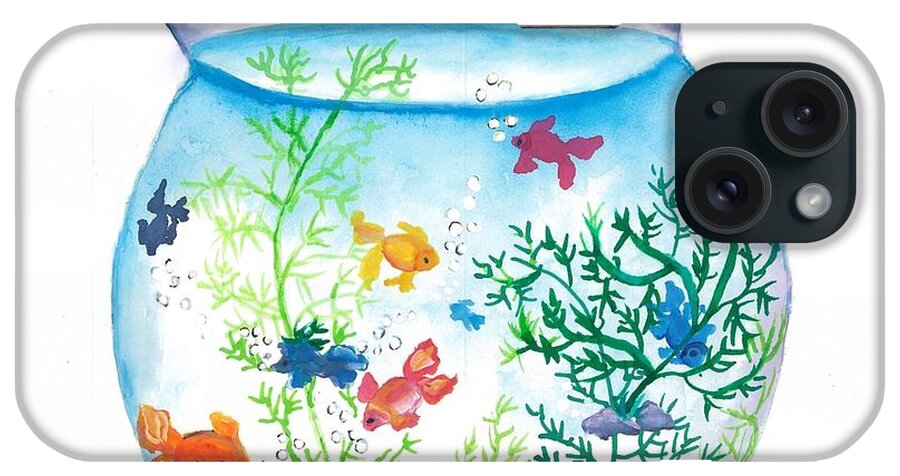 Fish iPhone Case featuring the painting Fishbowl aquarium by Tara Krishna