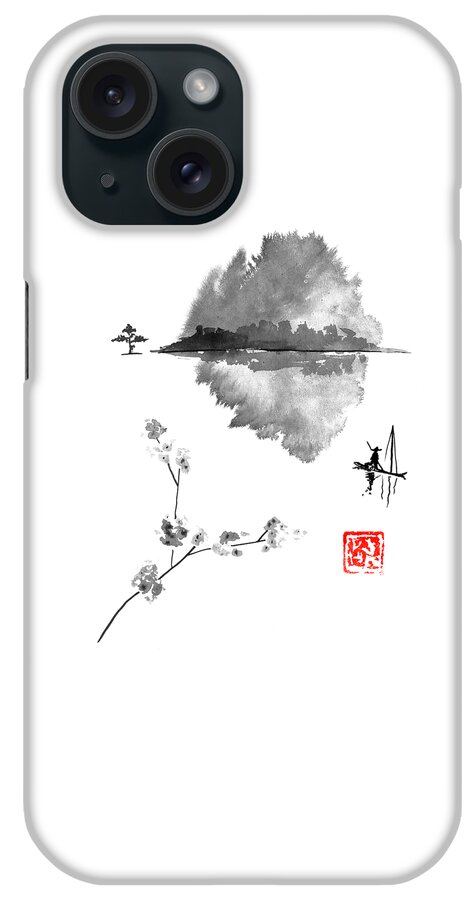 Island iPhone Case featuring the drawing Fisherman by Pechane Sumie