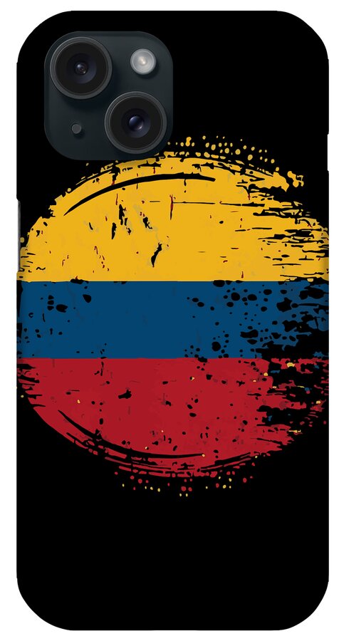 Colombian Heritage iPhone Case featuring the digital art Flag of Colombia Distressed by Flippin Sweet Gear
