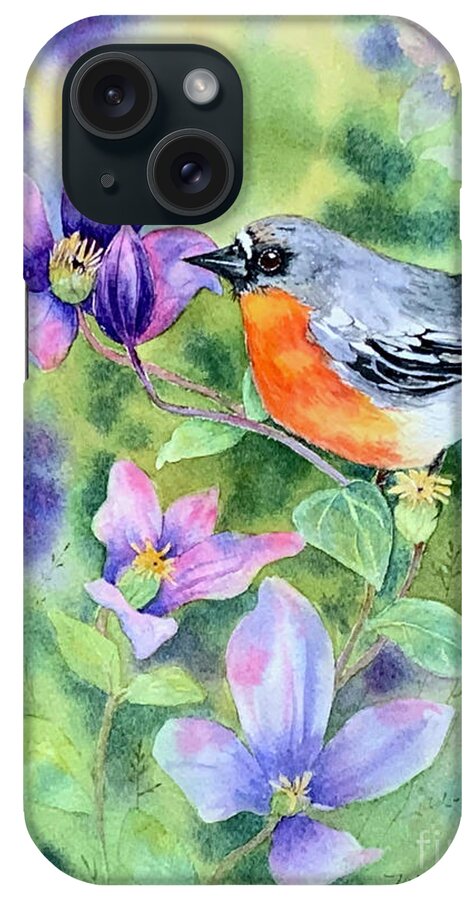 Flame Robin iPhone Case featuring the painting Flame Robin by Hilda Vandergriff