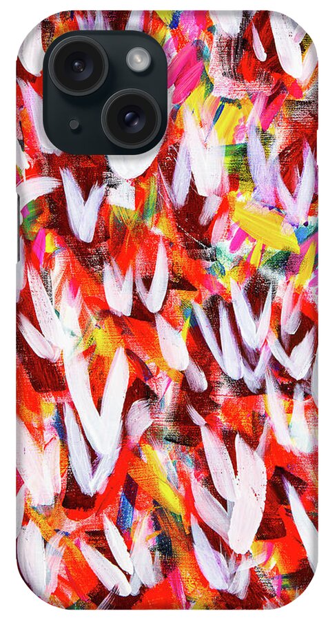 Abstract iPhone Case featuring the digital art Flight Of The White Doves - Colorful Abstract Contemporary Acrylic Painting by Sambel Pedes