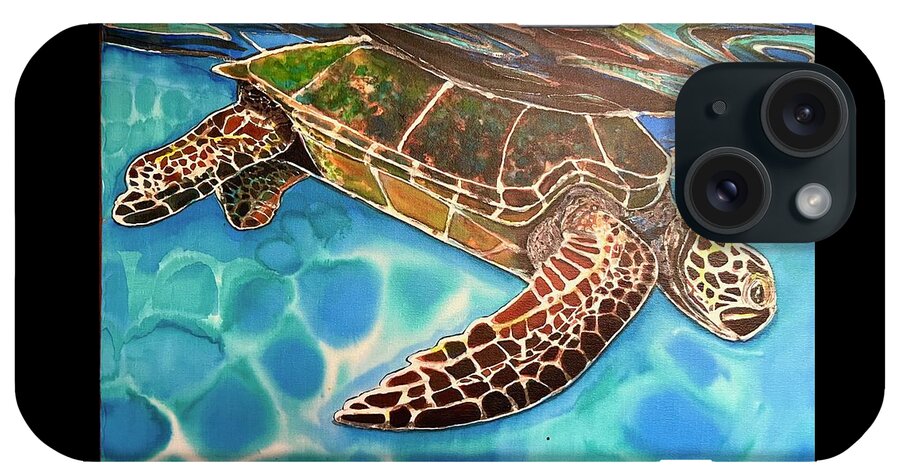 Turtle iPhone Case featuring the painting Floating at the Surface by Kelly Smith