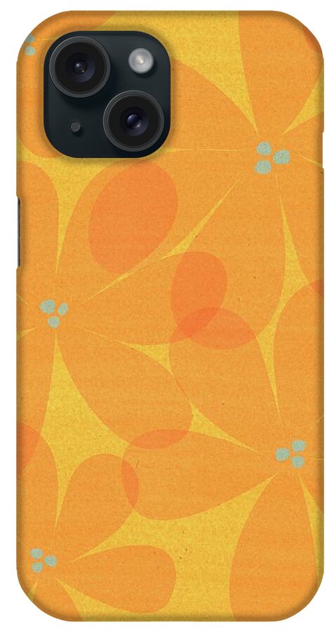 Mixed Media iPhone Case featuring the mixed media Floral Abstract in Yellow Orange by Donna Mibus