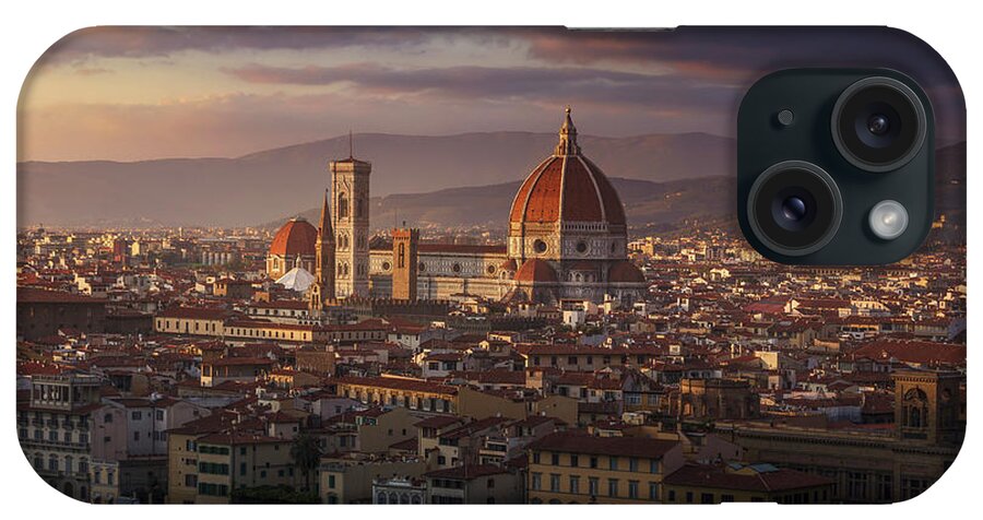 Florence iPhone Case featuring the photograph Florence Duomo cathedral. Sunset view. Italy by Stefano Orazzini
