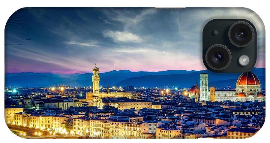 Florence iPhone Case featuring the photograph Florence - Sunrise view of Duomo and Giotto's bell tower, Santa croce and palazzo signoria by Stefano Senise