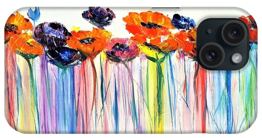 Poppies iPhone Case featuring the painting Flower Blast      4920 by Cheryl Nancy Ann Gordon