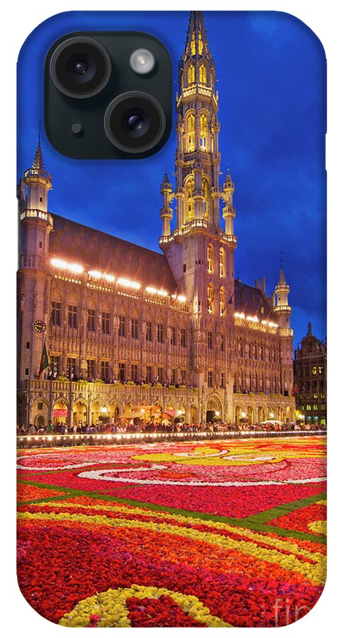 Brussels Grand Place iPhone Case featuring the photograph Flower carpet in the Grand Place, Brussels, Belgium by Neale And Judith Clark