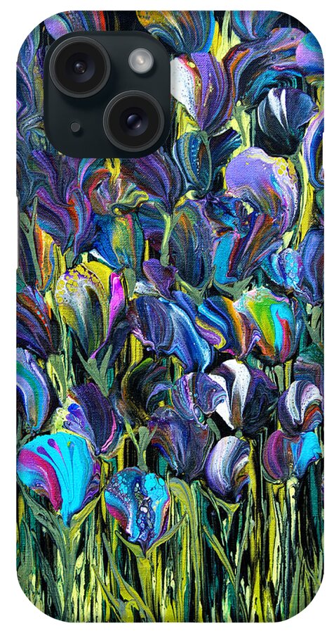 Flowers Abundance Lush Colorful Vibrant Seductive Pretty iPhone Case featuring the painting Flower Fantasy 6187 by Priscilla Batzell Expressionist Art Studio Gallery