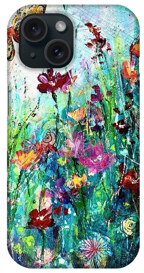 Landscape iPhone Case featuring the mixed media Flower Power by Zan Savage
