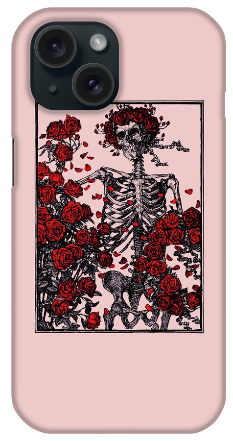 Skeleton iPhone Case featuring the digital art Flowers and bones by Madame Memento
