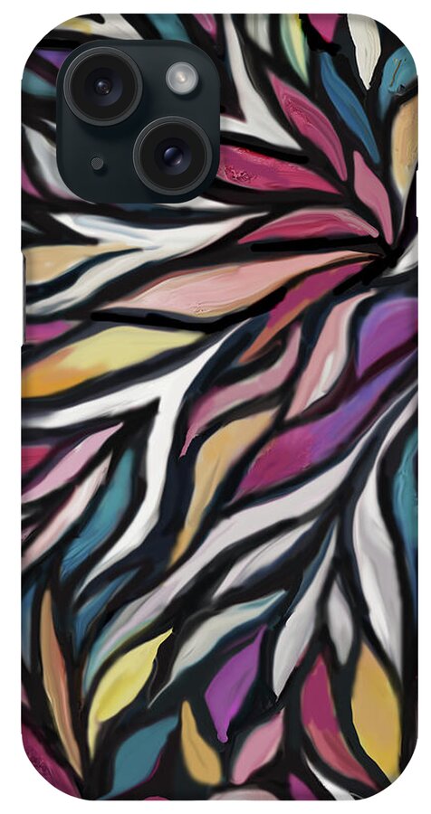 Flowing Leaves Pattern iPhone Case featuring the digital art Flowing Leaves by Jean Batzell Fitzgerald