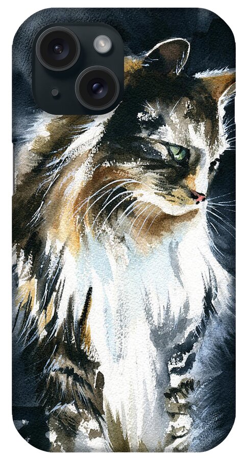 Cat iPhone Case featuring the painting Fluffy Majesty by Dora Hathazi Mendes