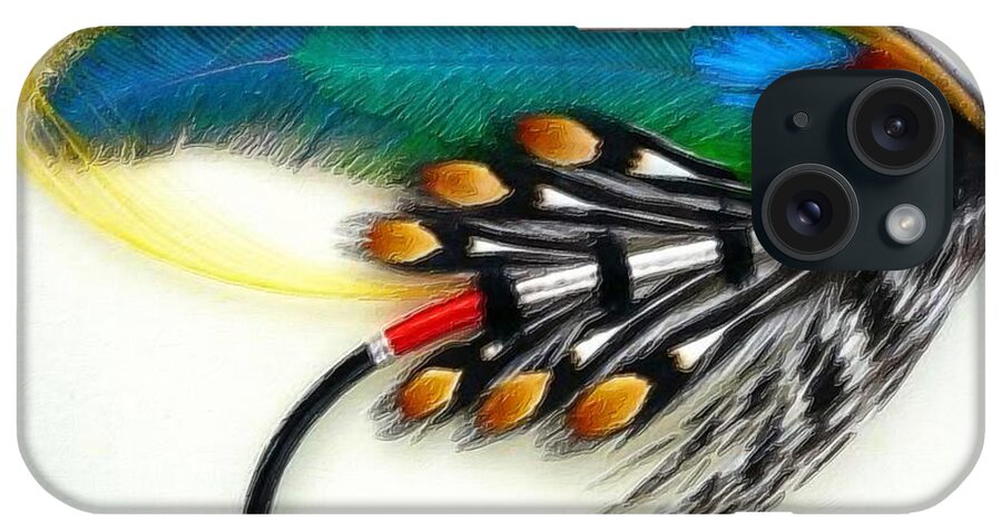 Artificial Fishing Bait iPhone Case featuring the painting Fly Fishing Lure Painting Study Beautiful Pretty by Tony Rubino