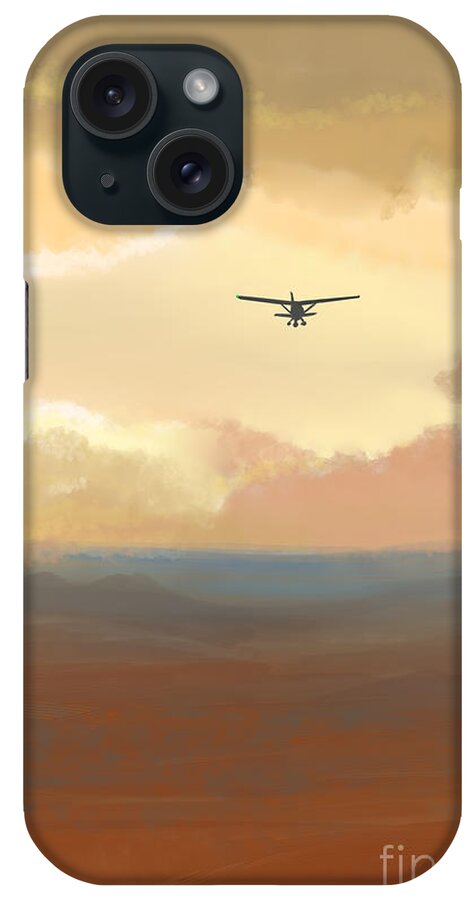 Landscape iPhone Case featuring the digital art Fly into the Sunset by Rohvannyn Shaw