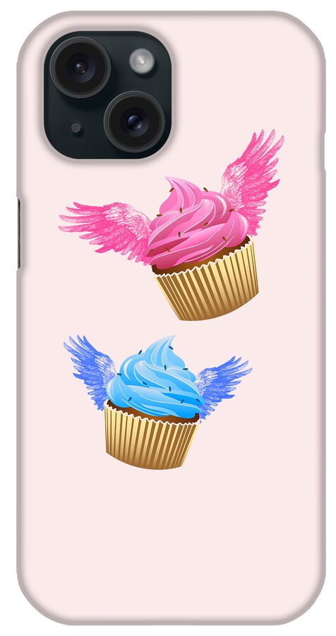 Cupcake iPhone Case featuring the digital art Flying Cupcake Decor by Madame Memento