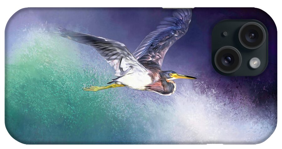 Tricoloured Heron iPhone Case featuring the photograph Flying the Surf by Donna Kennedy