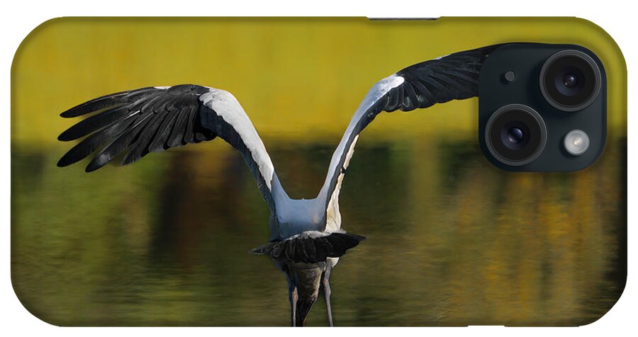Birds iPhone Case featuring the photograph Flying Wood Stork by Larry Marshall