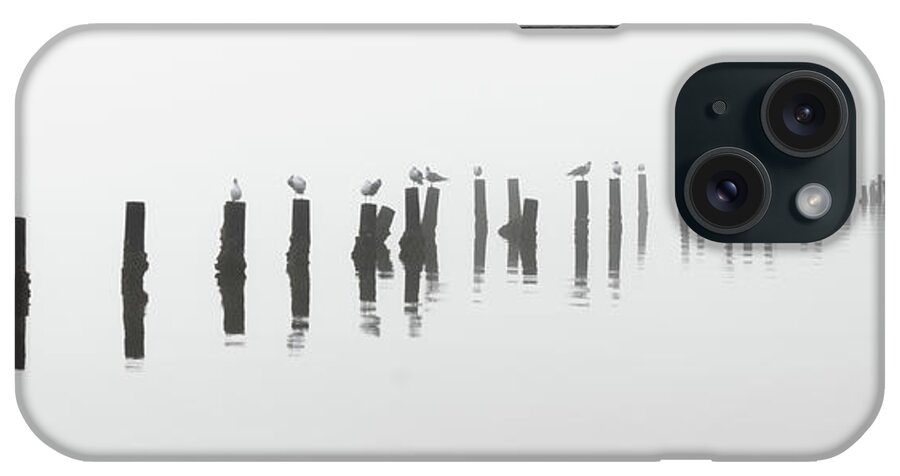 Black And White iPhone Case featuring the photograph Foggy Old Pier In Black And White Florida by Jordan Hill