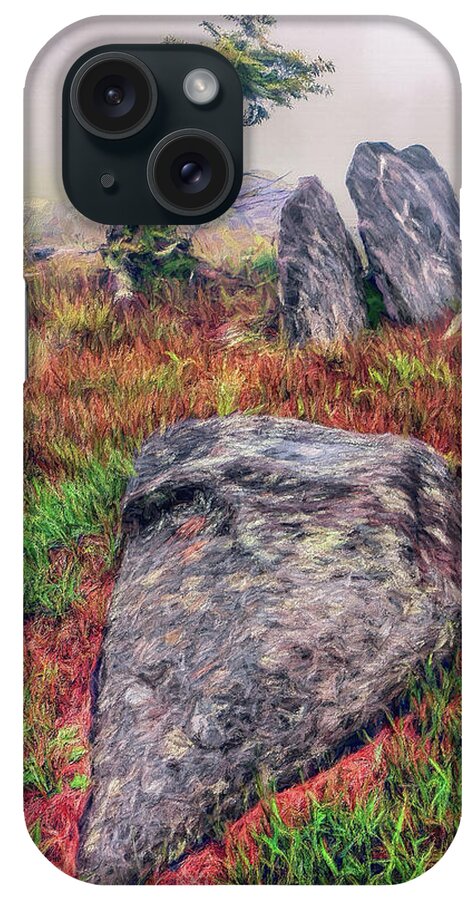 North Carolina iPhone Case featuring the painting Foggy Rocky Knob ap by Dan Carmichael