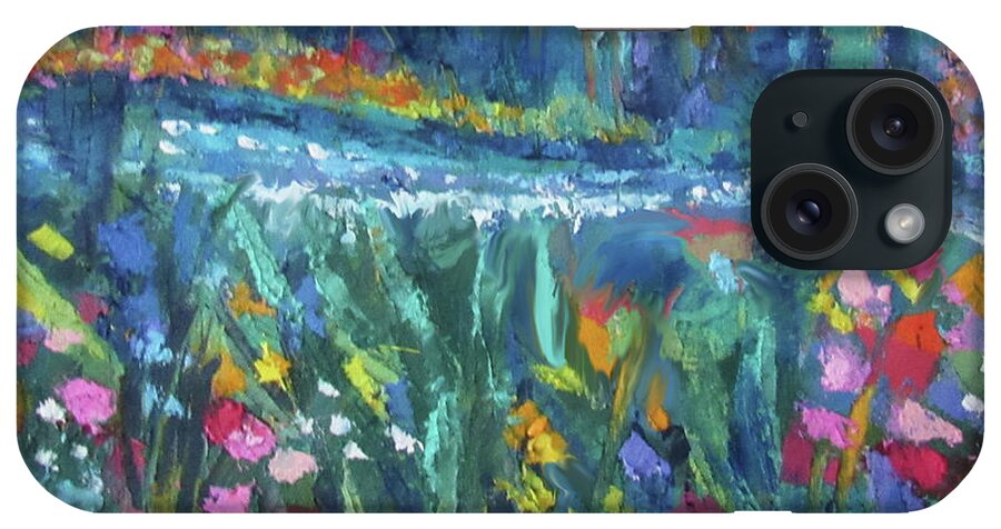 Colorful Impressionist Landscape iPhone Case featuring the painting Mountain Brook by Jean Batzell Fitzgerald