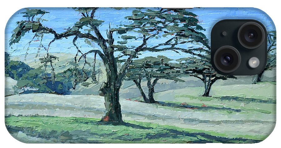 Monterey iPhone Case featuring the painting Fort Ord Oaks by PJ Kirk