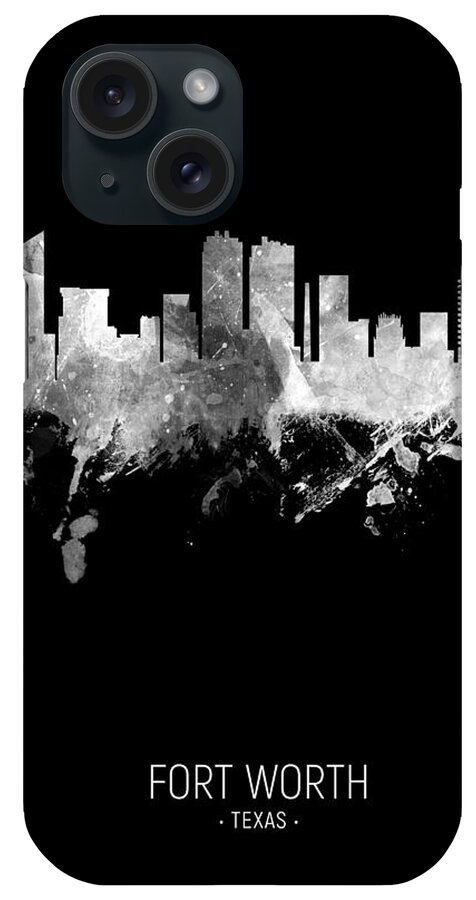 Fort Worth iPhone Case featuring the digital art Fort Worth Texas Skyline #06 by Michael Tompsett