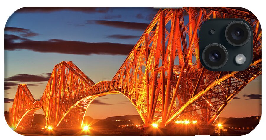 Forth Bridge iPhone Case featuring the photograph Forth rail bridge at night, South Queensferry, Edinburgh, Midlothian, Scotland by Neale And Judith Clark