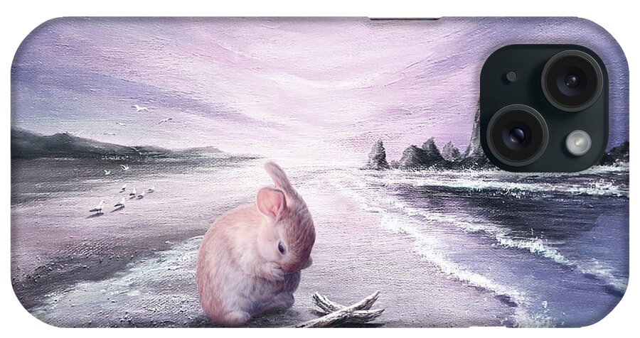 Bunny iPhone Case featuring the painting Found by Yoonhee Ko