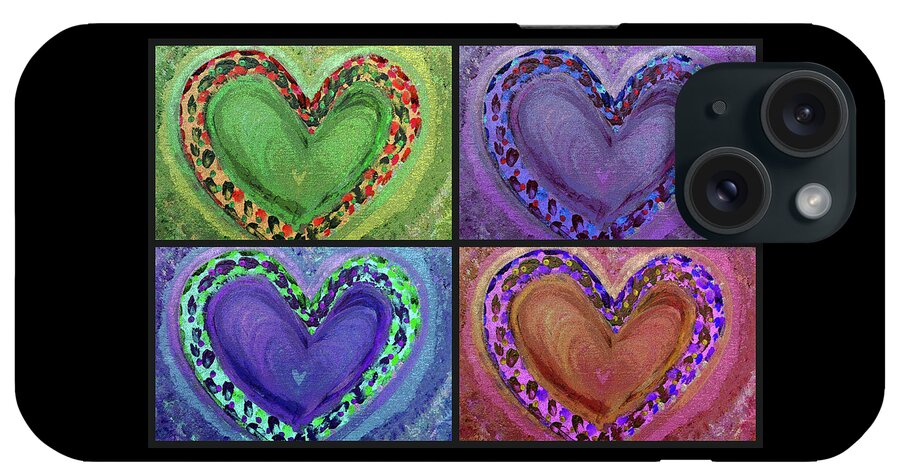 Heart iPhone Case featuring the painting Four Big Hearts by Corinne Carroll