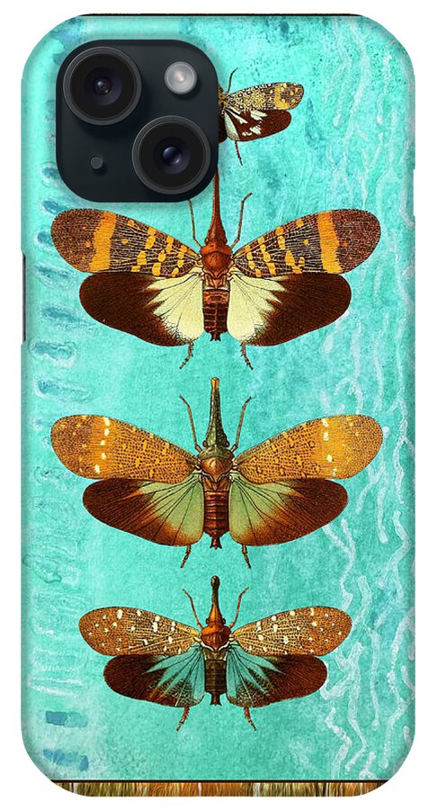 Lepidoptera iPhone Case featuring the mixed media Four Butterflies Entemology Society of London by Lorena Cassady