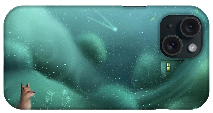 Landscape iPhone Case featuring the painting Fox, Fairy, Falling Leaves by Joe Gilronan