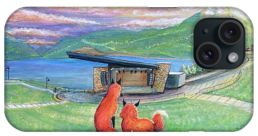 Dillon iPhone Case featuring the painting Foxes at Lake Dillon Amphitheater by David Sockrider