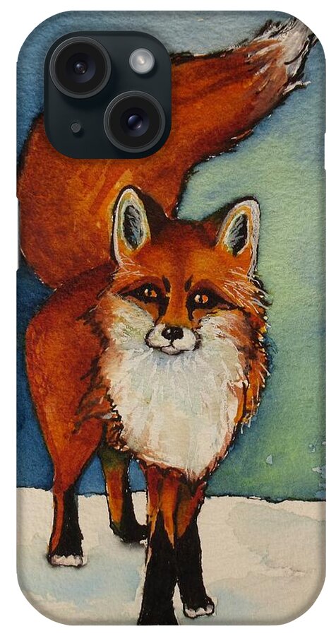 Fox iPhone Case featuring the painting Foxy Fox by Dale Bernard
