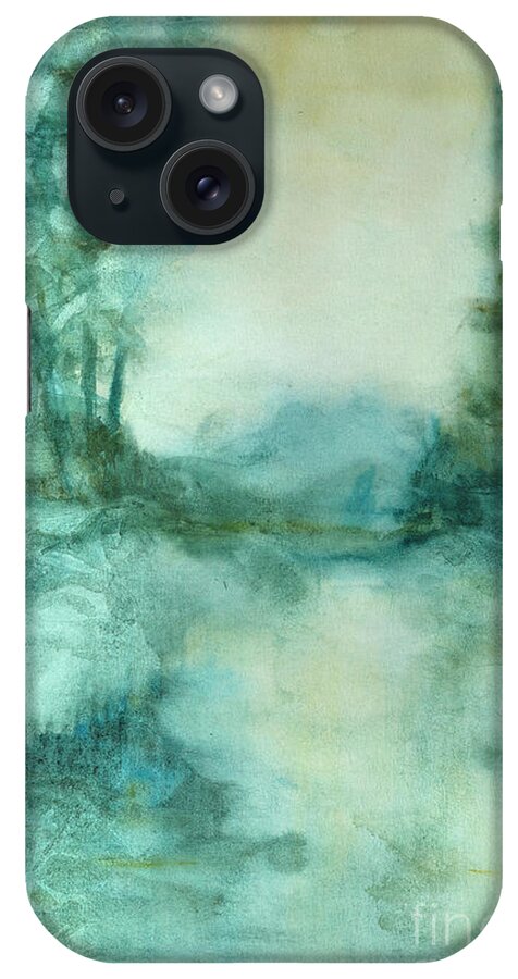 Original Watercolor iPhone Case featuring the painting Framed Mountain Reflection by Phillip Jones
