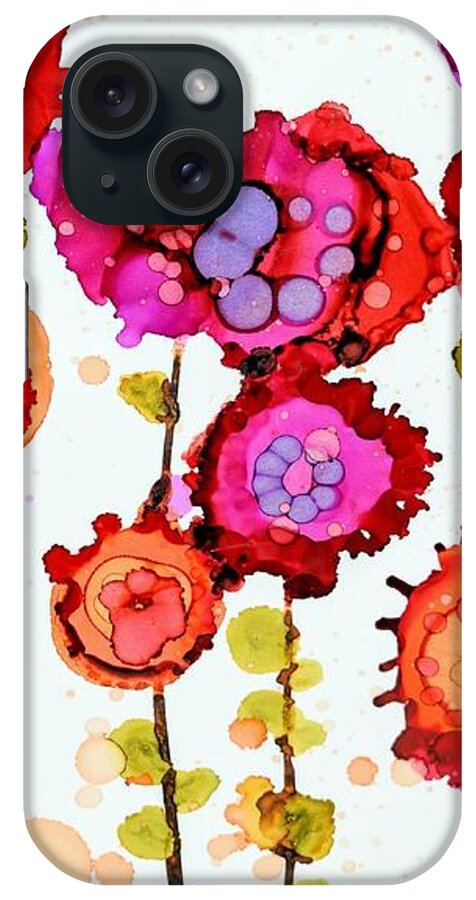 Floral iPhone Case featuring the painting Frantic Flowers by Beth Kluth