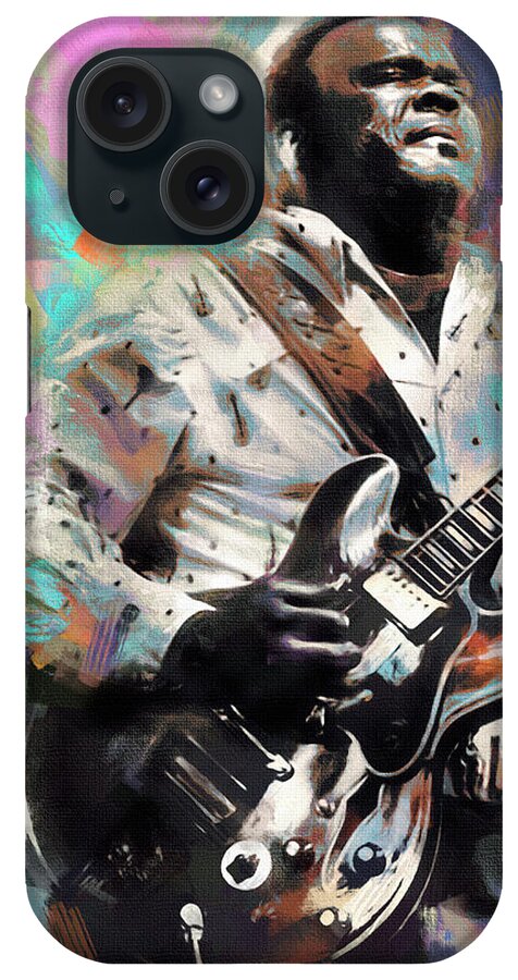 Freddie King iPhone Case featuring the mixed media Freddie King Blues Guitar by Mal Bray