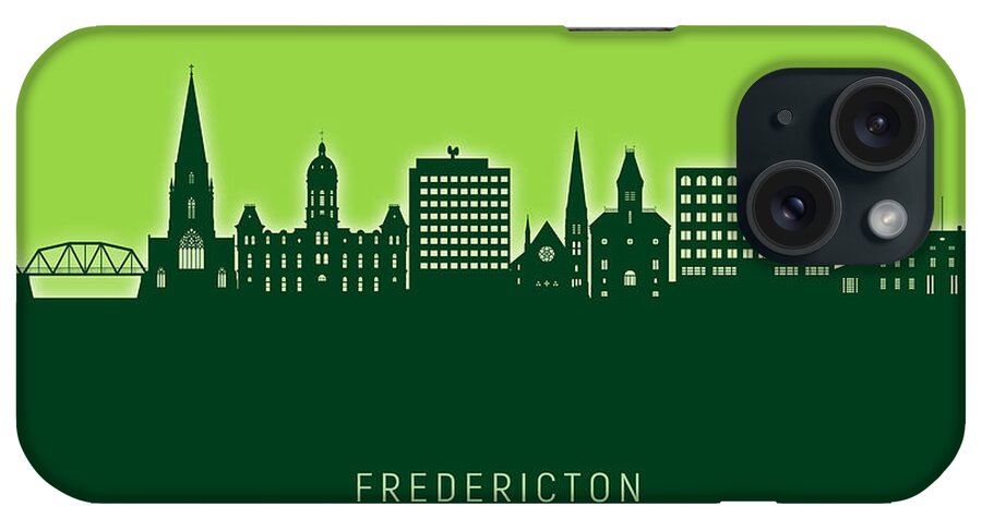 Fredericton iPhone Case featuring the digital art Fredericton Canada Skyline #35 by Michael Tompsett