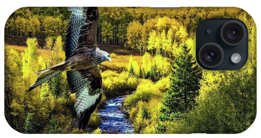 Hawk iPhone Case featuring the digital art Free Flying by Norman Brule